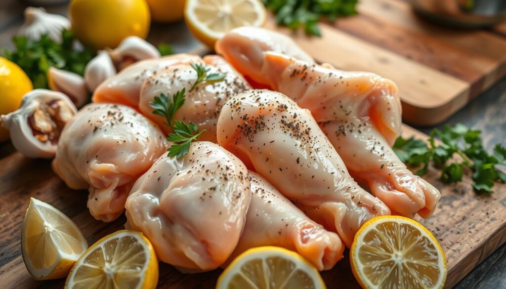 Preparing chicken wings for cooking