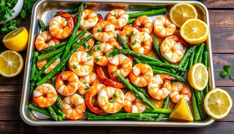 sheet pan lemon garlic shrimp and asparagus