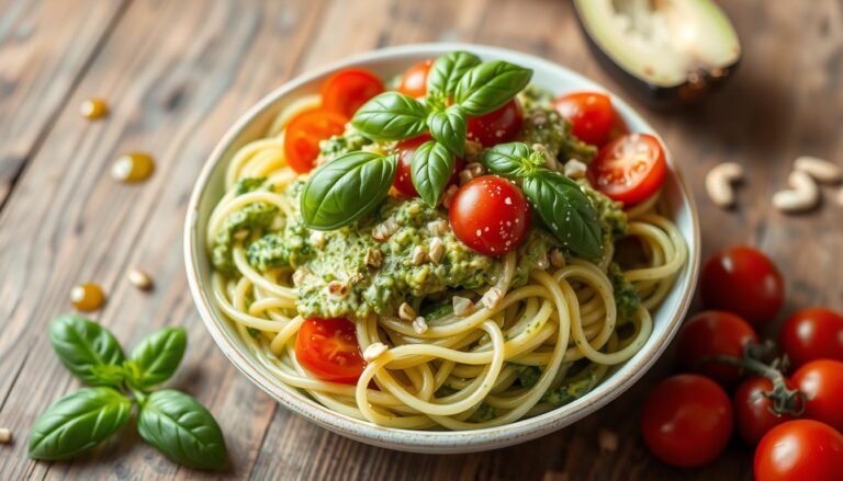 zucchini noodles with creamy avocado pesto