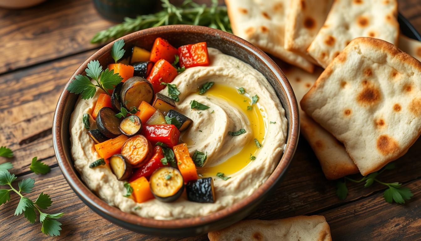 Roasted Vegetable Hummus Bowl