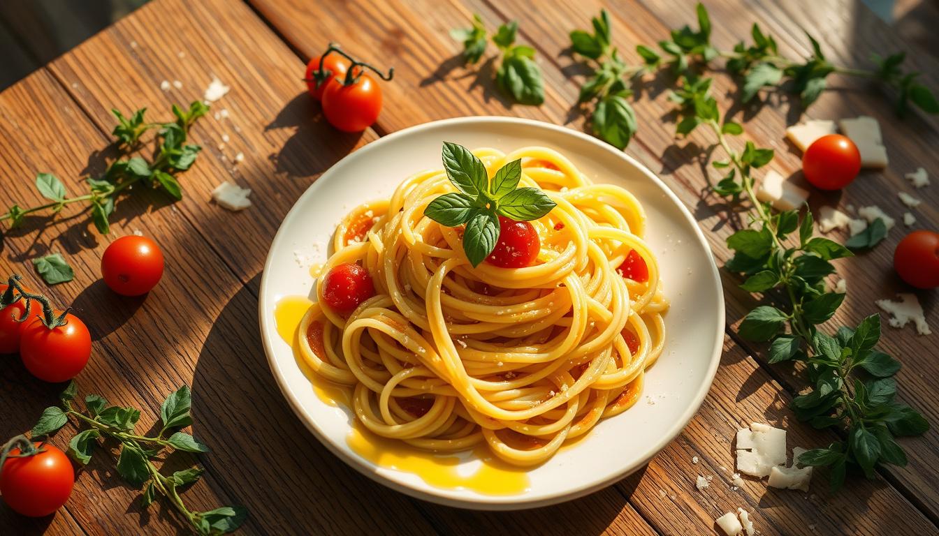 Simple Mediterranean Olive Oil Pasta