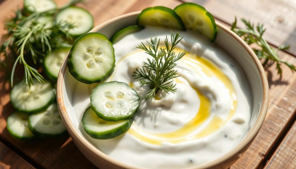 cucumbers in tzatziki